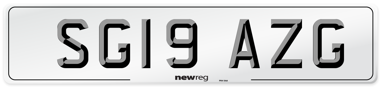 SG19 AZG Number Plate from New Reg